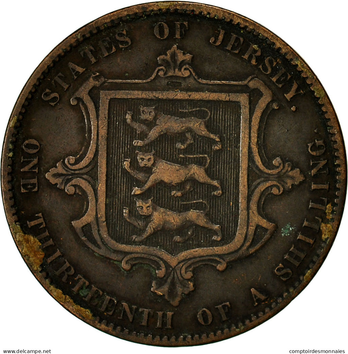 Monnaie, Jersey, Victoria, 1/13 Shilling, 1866, TTB, Bronze, KM:5 - Jersey