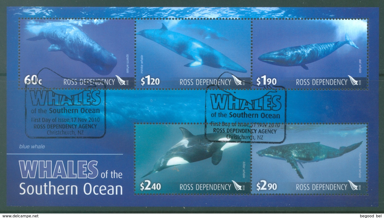 ROSS DEPENDENCY - 2010 - USED/OBLIT - WHALES  - Yv  BLOC 2 - Lot 17215 - FDC