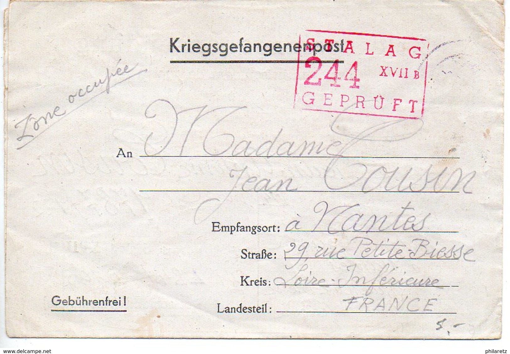 Prisonniers De Guerre : Carte-lettre Pour Envoi De Colis Du Stalag XVII B (formule Bleue) - Guerre De 1939-45