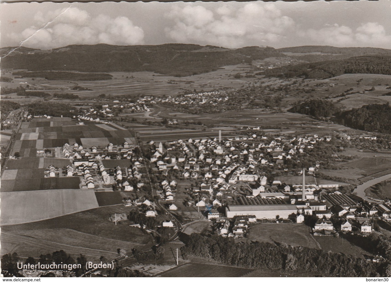 CPSM ALLEMAGNE UNTERLAUCHRINGEN BADEN VUE AERIENNE USINE - Andere & Zonder Classificatie