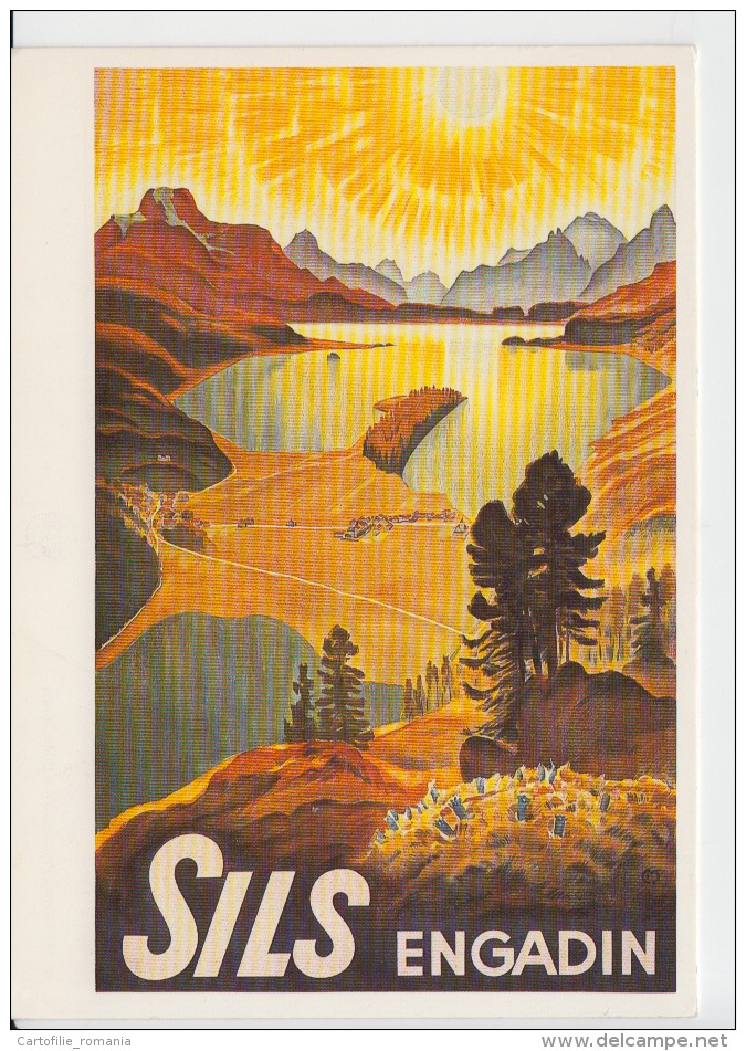 Switzerland, Suisse, Schweiz, Svizzera - Plakat Sils 1933 Engadin - Modern Postcard, Printed After A Litho Postcard - Sils Im Engadin/Segl