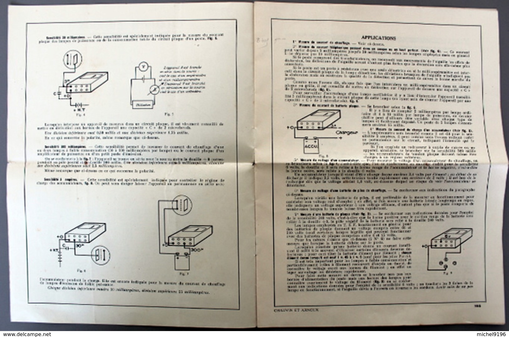 Notice 155 Utilisation Appareils De Mesures En T.S.F Chauvin Et Arnoux - Matériel Et Accessoires