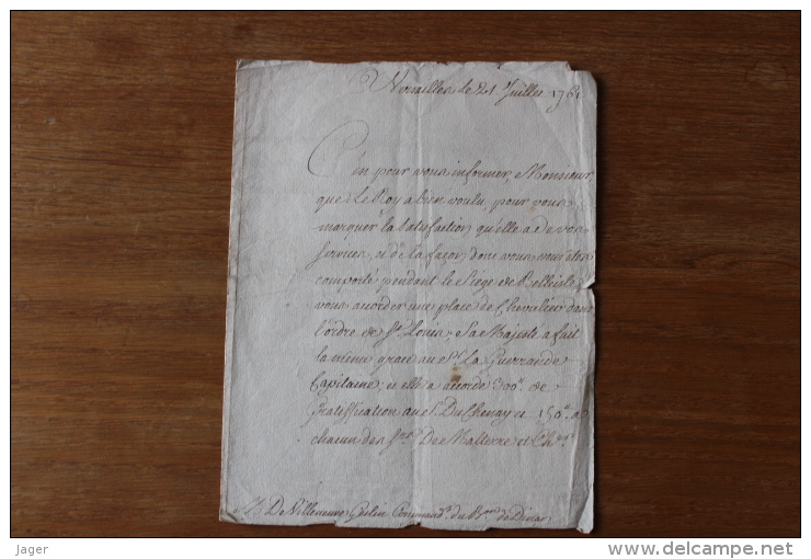 1761 Lettre De Choisel Pour Recompense Pour Le Siege De BELLEISLE - Documents Historiques