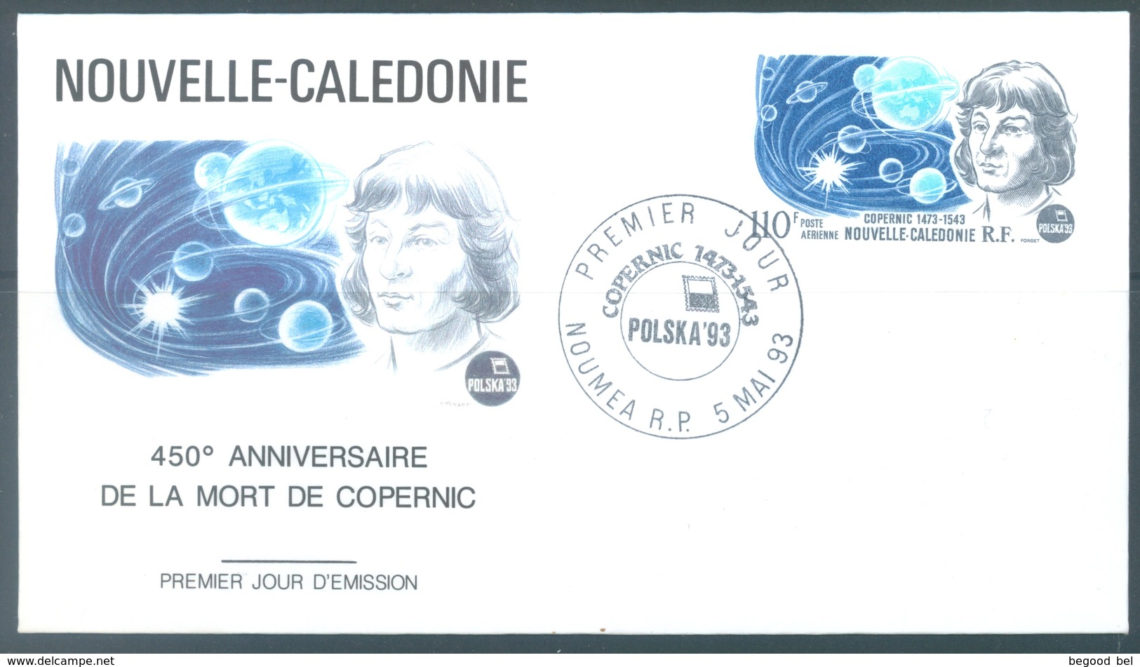 NOUVELLE CALEDONIE - 5.5.1993 - FDC - COPERNIC - Yv  298 - Lot 17219 - FDC