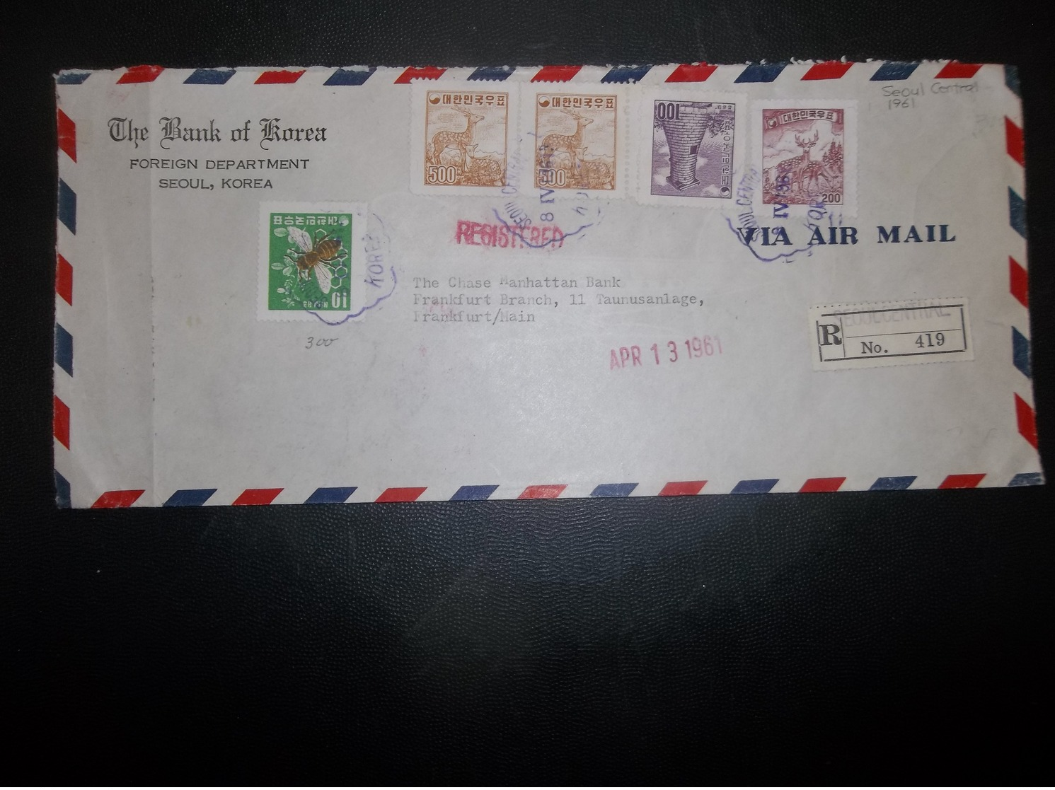 Korea, South, R.O.K.: 1961 Rgt. Air Cover To Frankfurt/Main (#LE3) - Korea, South