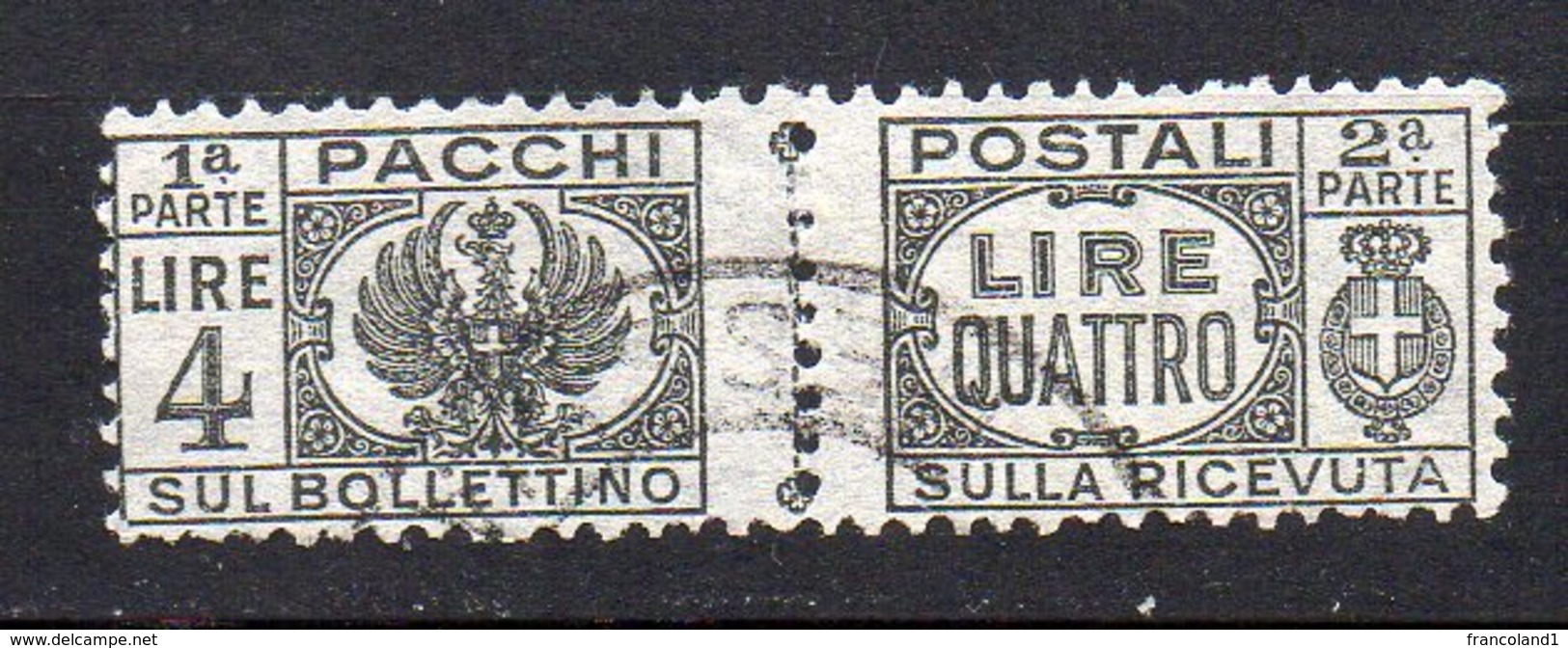 1946- Luogotenenza Pacco Senza Fascio Al Centro N. 63 Timbrato Used - Colis-postaux