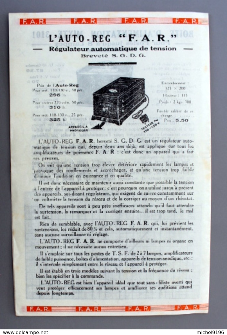 2 Documents Emploi Boite Alimentation Et Appareil  De Tension Anodique  De Chez F.A.R - Material Y Accesorios