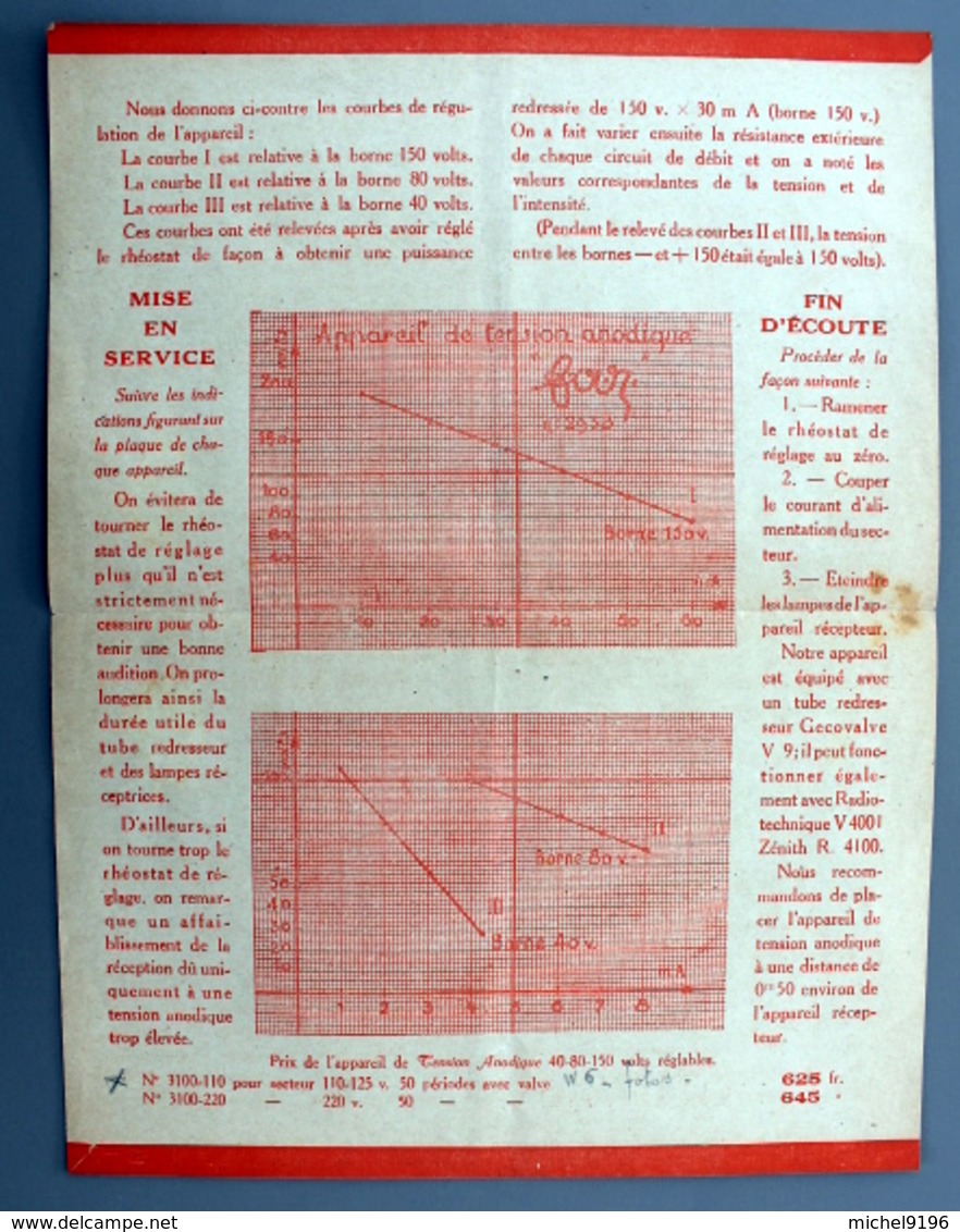 2 Documents Emploi Boite Alimentation Et Appareil  De Tension Anodique  De Chez F.A.R - Material Y Accesorios