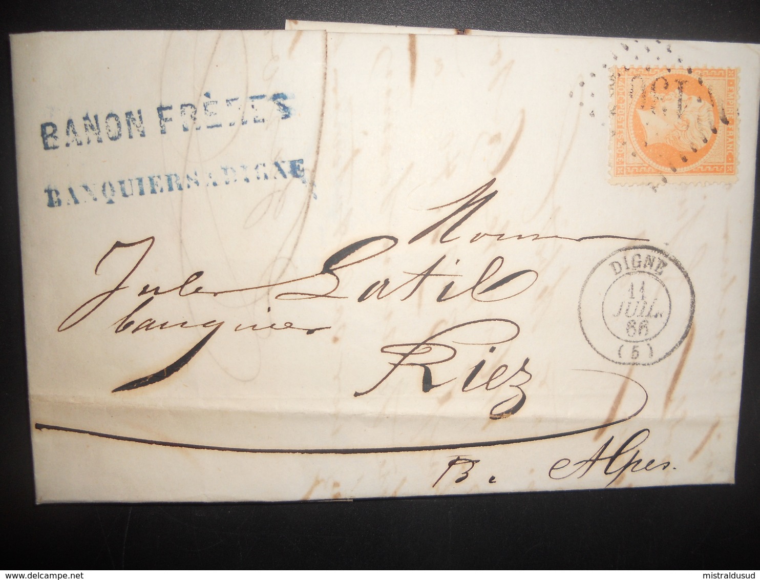 France Napoleon , Lettre De Paris 1866 Pour Riez - 1862 Napoléon III