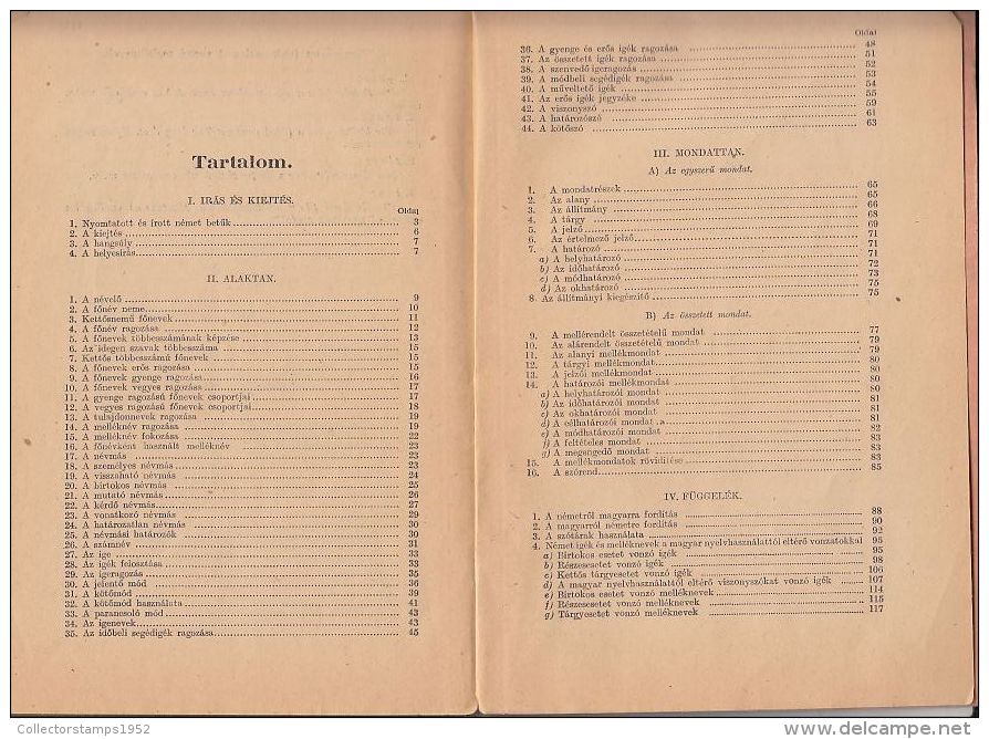 6506FM- GERMAN LANGUAGE GRAMMAR, 120 PAGES, SCHOOL BOOK, HUNGARIAN, 1941, HUNGARY - Scolaires