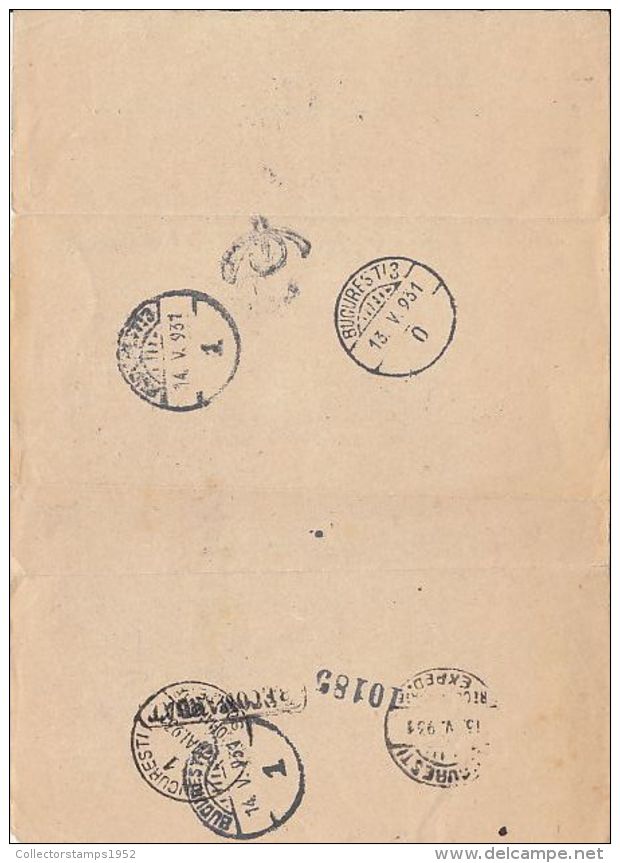 71636- NOTICE FOR SUBSCRIPTIONS DEBTS, POST OFFICE HEADER, 1931, ROMANIA - Storia Postale