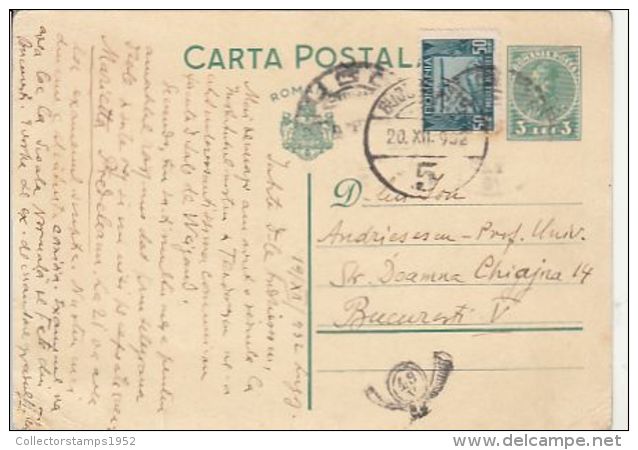 71642- KING CHARLES 2ND, POSTCARD STATIONERY, AVIATION STAMP, 1932, ROMANIA - Covers & Documents