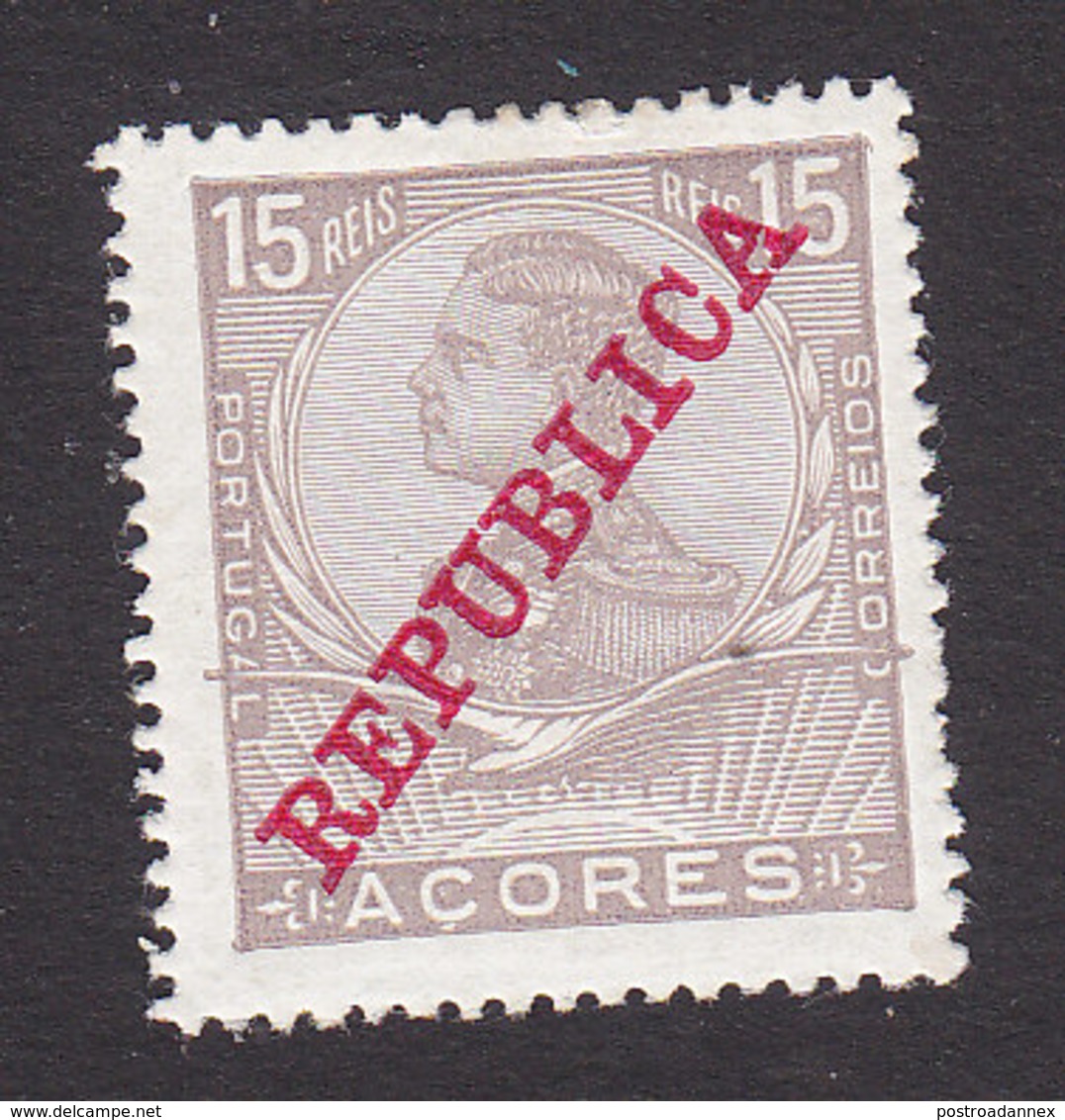 Azores, Scott #129, Mint Hinged, King Manuel II Overprinted, Issued 1910 - Azoren