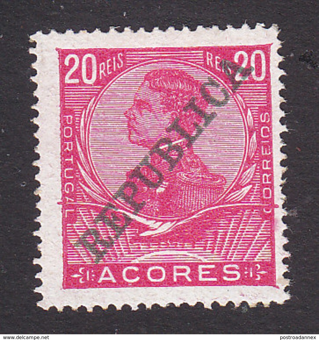 Azores, Scott #130, Mint Hinged, King Manuel II Overprinted, Issued 1910 - Açores