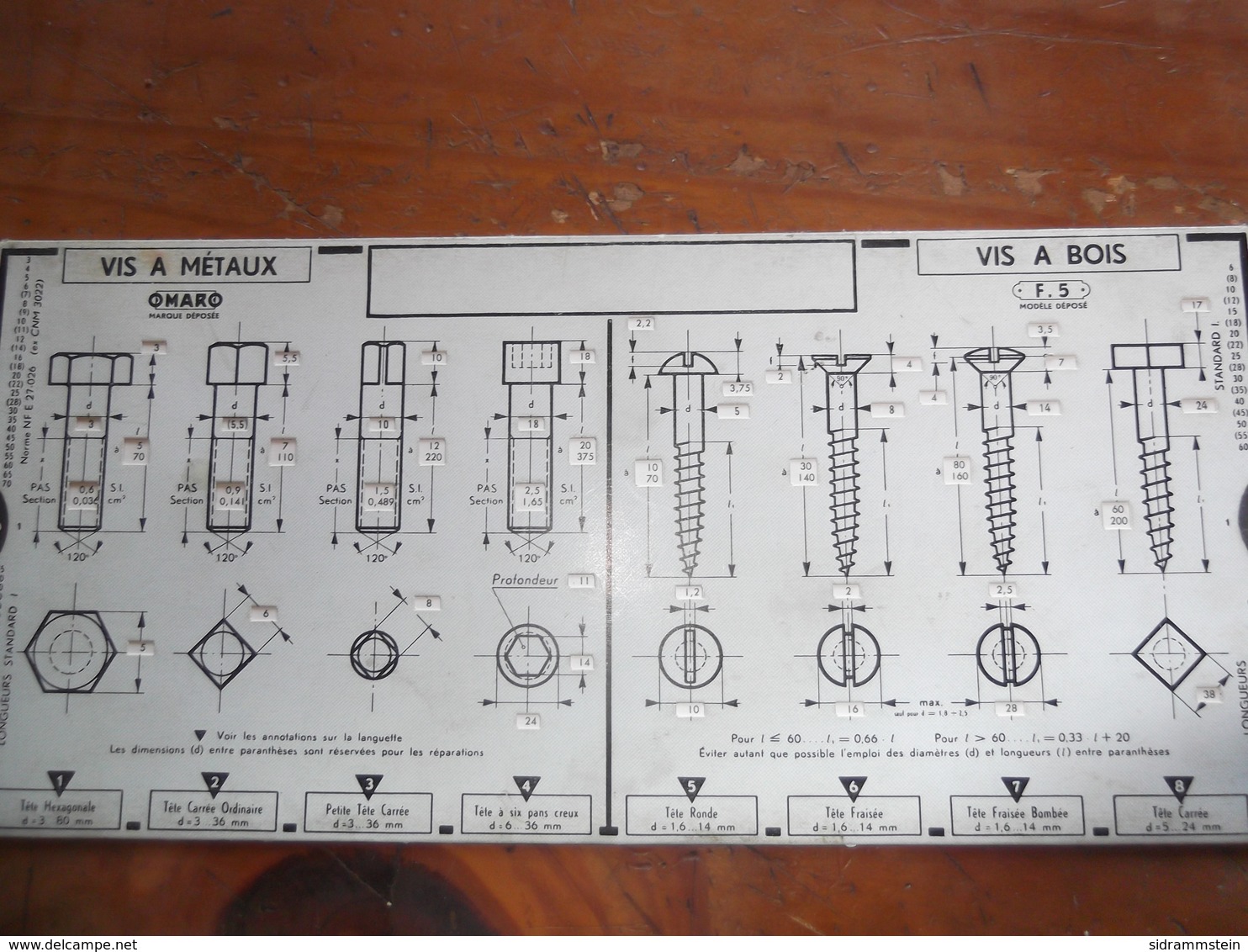 Regle De Calcul Visserie - Outils Anciens