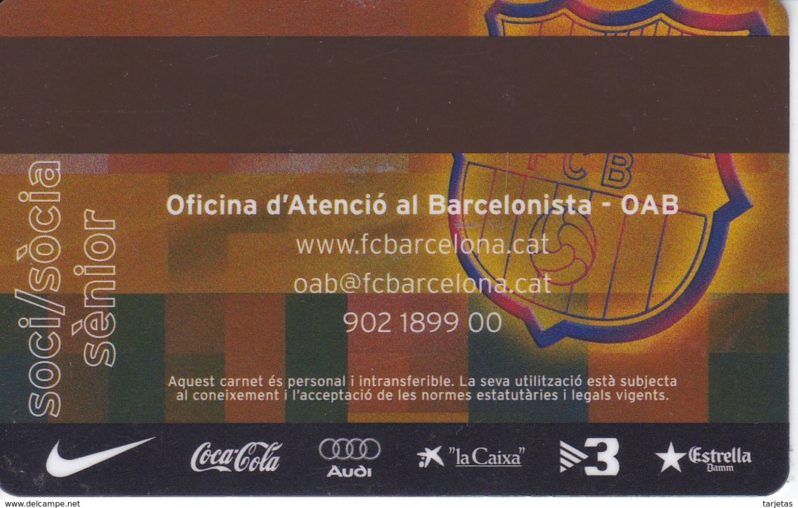 CARNET DE SOCIO DE FUTBOL CLUB BARCELONA AÑO 2008 ANUAL (FOOTBALL) BARÇA (CAIXA-COCA-COLA-NIKE - Otros & Sin Clasificación