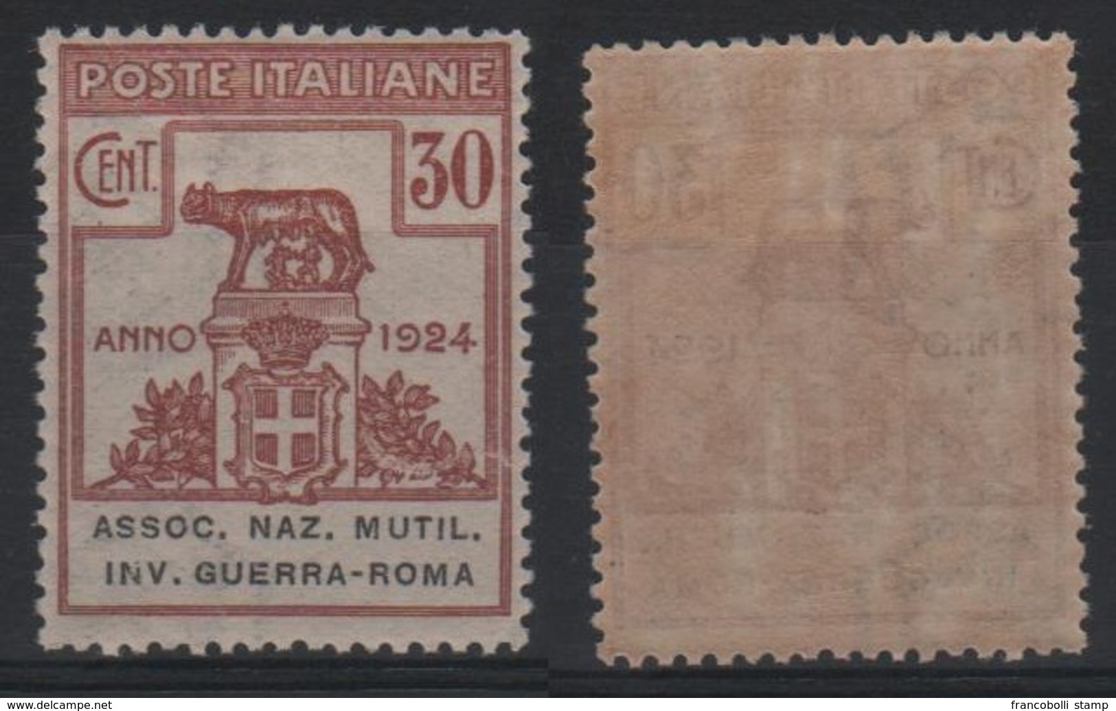 1924 Enti Parastatali Ass. Nazionale Mut. Inv. Guerra 30 C. MNH - Usati