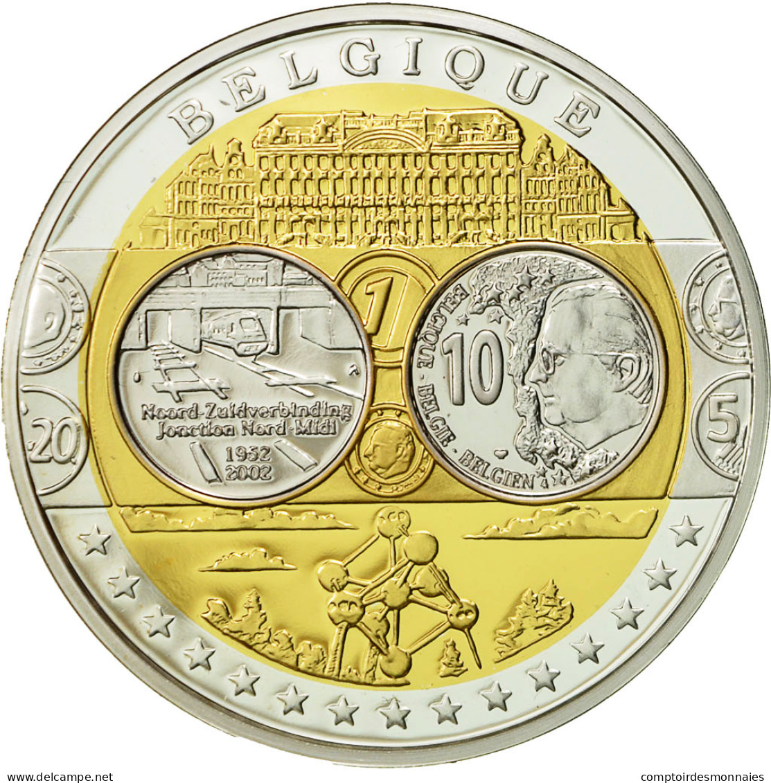 Belgique, Médaille, L'Europe, Jonction Nord-Midi, 2002, SPL+, Argent - Autres & Non Classés