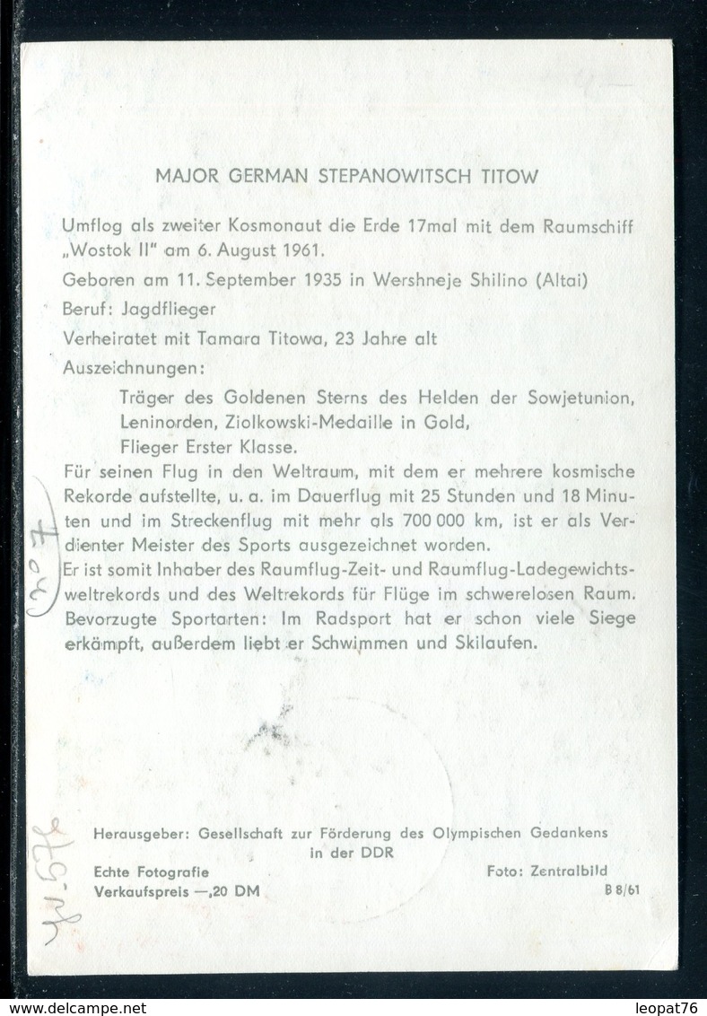 Allemagne - Carte Maximum 1962 - Major German Stepanowitsch Titow - Cartes-Maximum (CM)