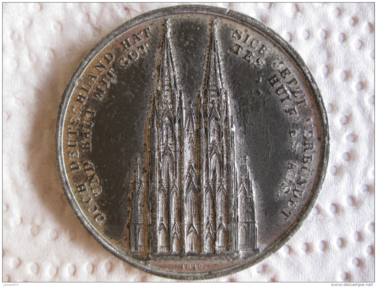 Medaille En étain Cathédrale De Cologne, 1842  Dom Ausbau KÖLN - Altri & Non Classificati