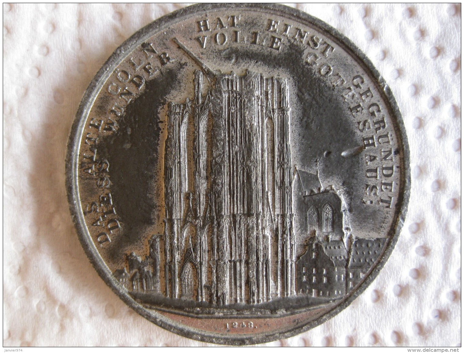 Medaille En étain Cathédrale De Cologne, 1842  Dom Ausbau KÖLN - Autres & Non Classés