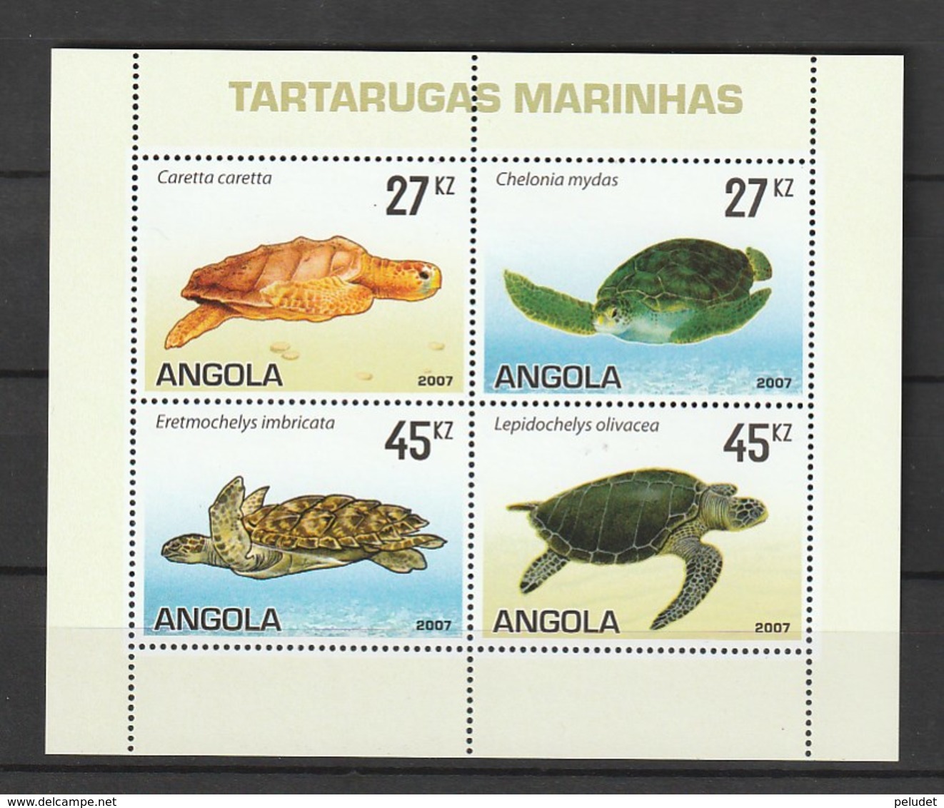 Angola 2007, Turtles 4v M/s ** Mi 1794-1797KB, Sn 1316, Yt 1629-1632, Sg MS1759 - Angola