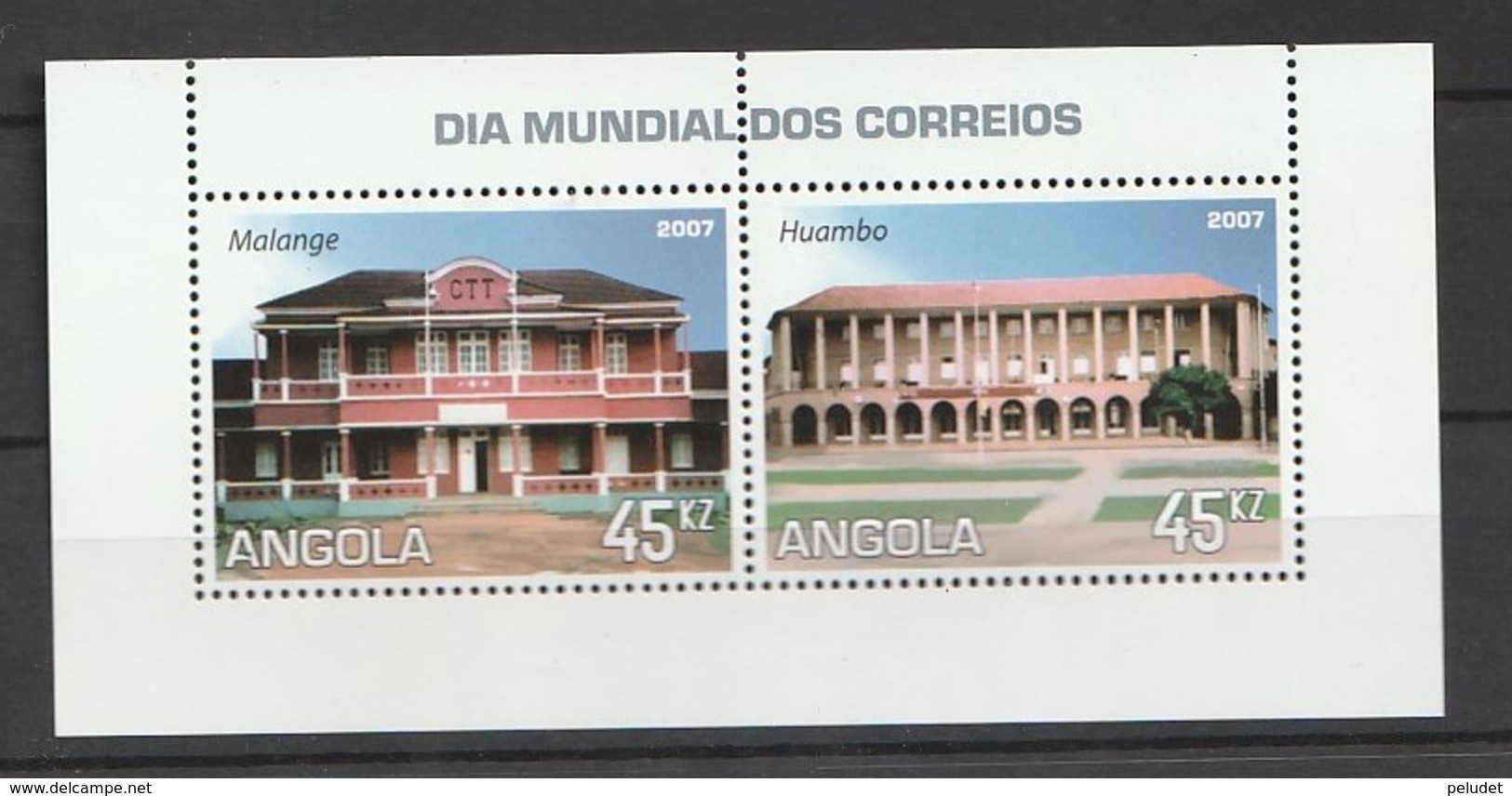 Angola 2007 World Post Day S/s ** Mi 1792-1793KB, Sn 1315, Yt 1627-1628, Sg MS1758 - Angola