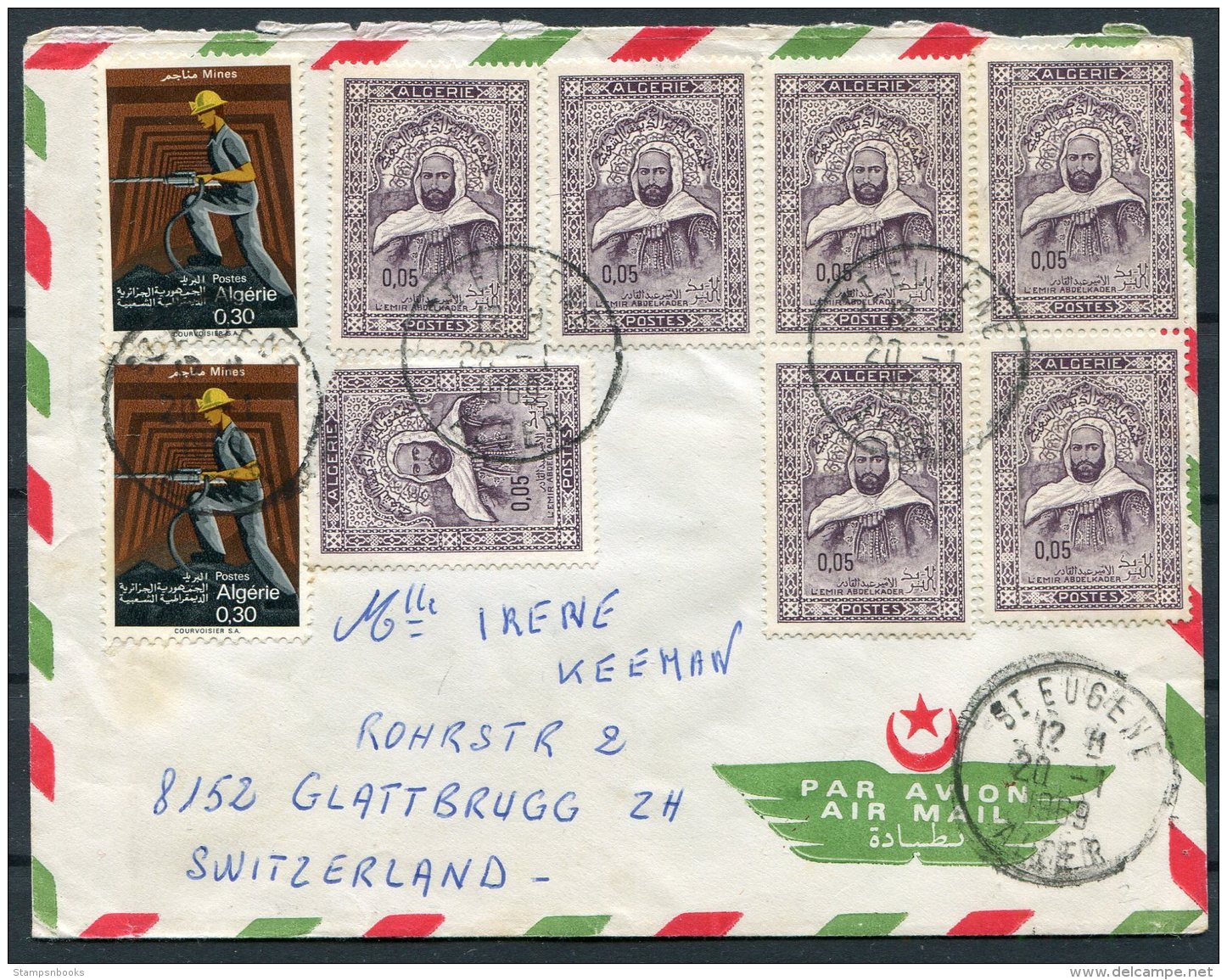 1989 Algeria St Eugene Airmail Cover - Switzerland. Mines Mining - Algeria (1962-...)