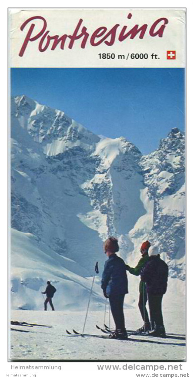 Pontresina 1970 - Faltblatt Mit 9 Abbildungen - Hotelliste Mit 33 Abbildungen Der Hotels - Ortsplan - Skischulpreise - Switzerland