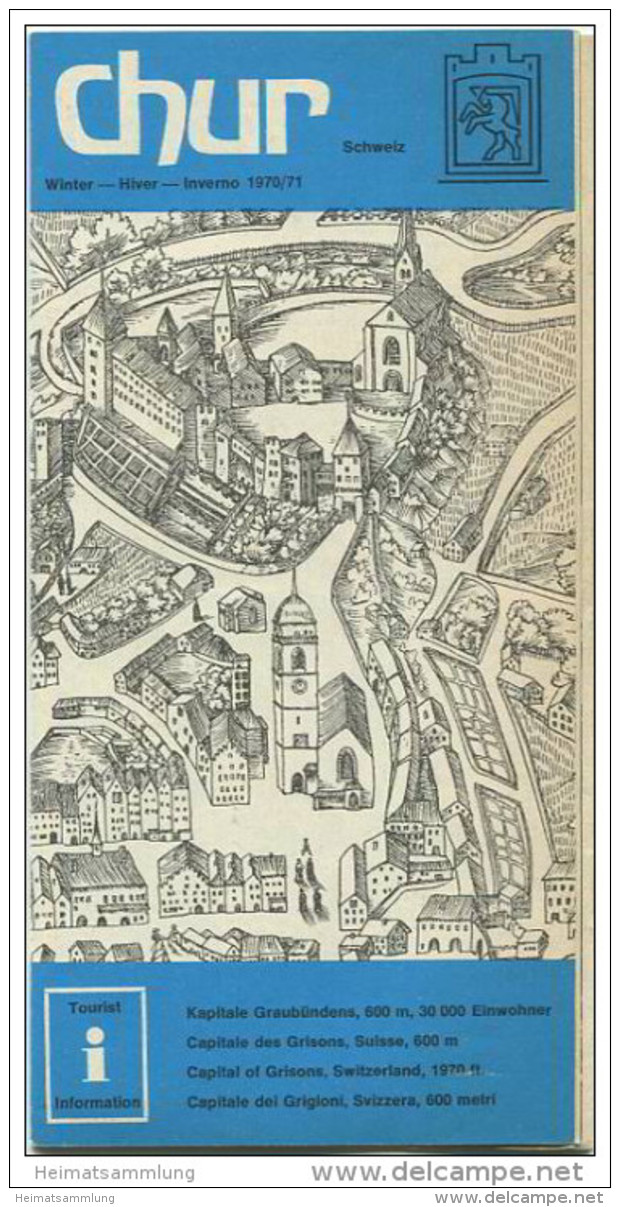 Chur 1970 - Tourist-Information Verkehrsbüro Chur - 12 Seiten Informationen Und 2 Abbildungen - Zwitserland