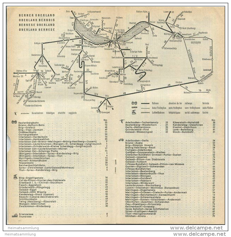 Schweiz - Fahrplan - Berner Oberland 1971 - Europa