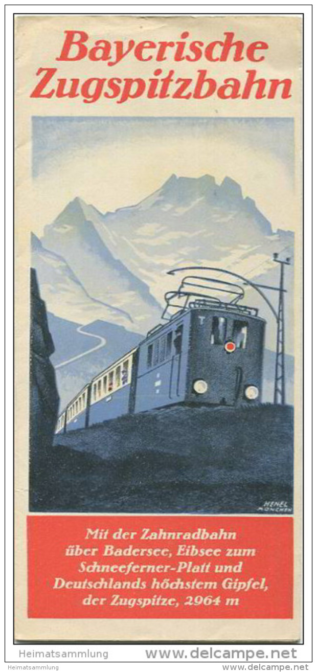 Bayrische Zugspitzbahn Ca. 1930 - Faltblatt Mit 14 Abbildungen - Baviera