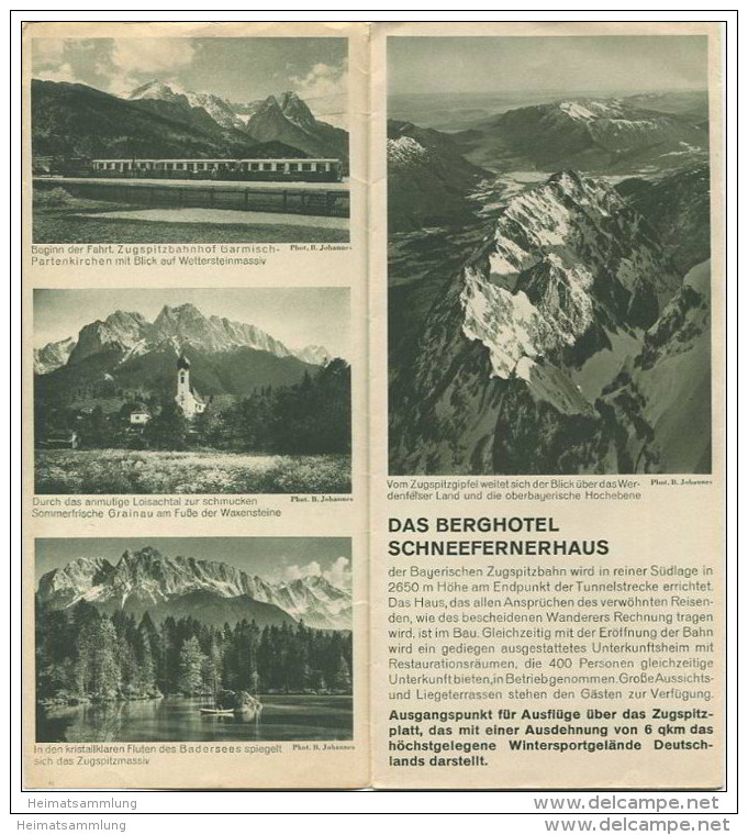 Bayrische Zugspitzbahn Ca. 1930 - Faltblatt Mit 14 Abbildungen - Bayern