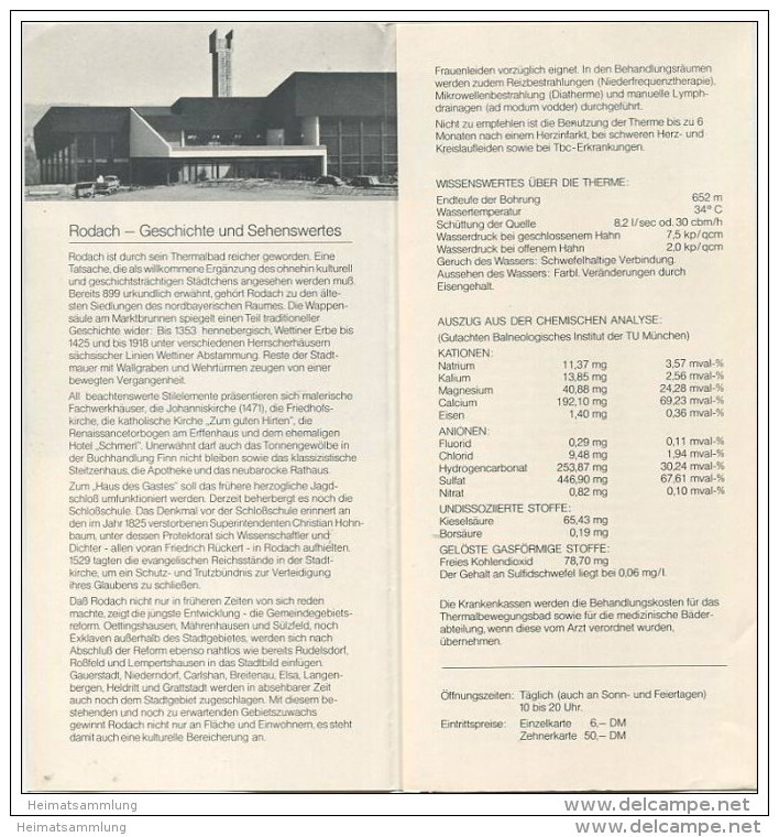 Rodach Bei Coburg - Faltblatt Mit 3 Abbildungen - Baviera