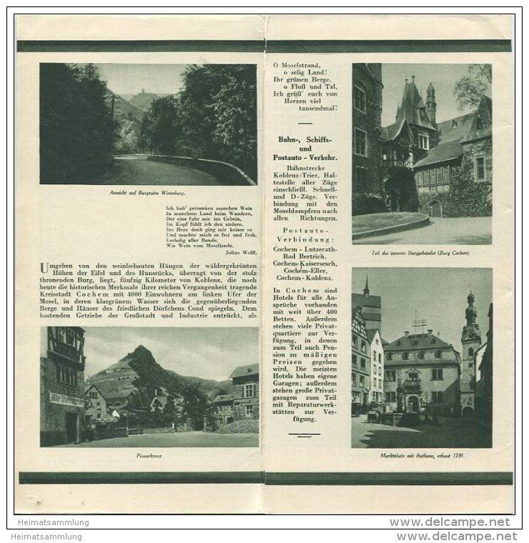 Cochem 1932 - Faltblatt Mit 16 Abbildungen - Hotel- Und Gaststättenverzeichnis - Rhénanie-Palatinat