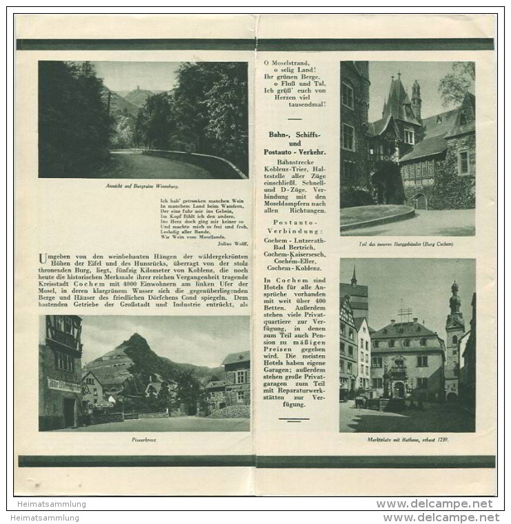 Cochem 1932 - Faltblatt Mit 16 Abbildungen - Hotel- Und Gaststättenverzeichnis - Renania-Palatinat