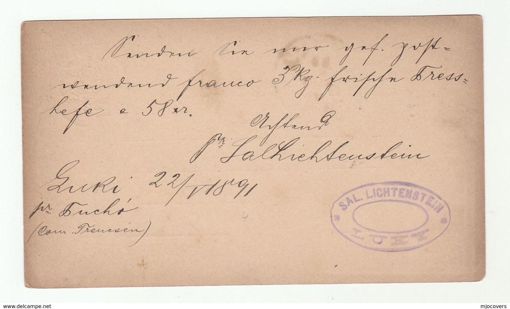 1891 LUKI Hungary POSTAL STATIONERY Card To Wien Austria - Covers & Documents