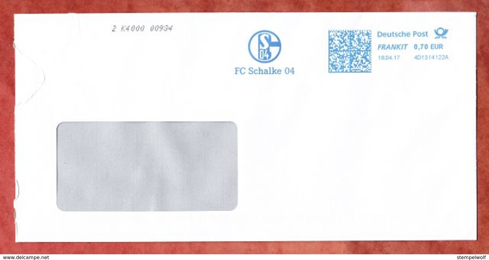 Brief, FRANKIT Pitney Bowes 4D131.., FC Schalke 04, 70 C, 2017 (53210) - Maschinenstempel (EMA)