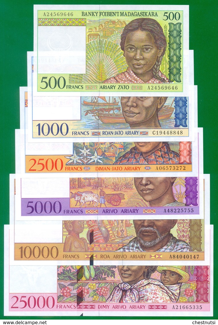 Madagascar 500 - 25 000 Francs ND(1994 - 1998) P75 - 82 UNC - Madagascar