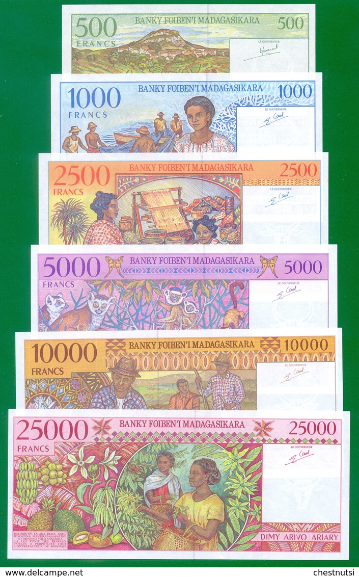 Madagascar 500 - 25 000 Francs ND(1994 - 1998) P75 - 82 UNC - Madagascar