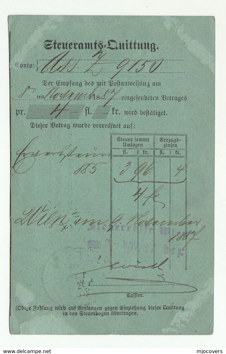 1887 Vienna TAX OFFICE RECEIPT  Postal STATIONERY CARD Austria Stamps Cover - Covers & Documents