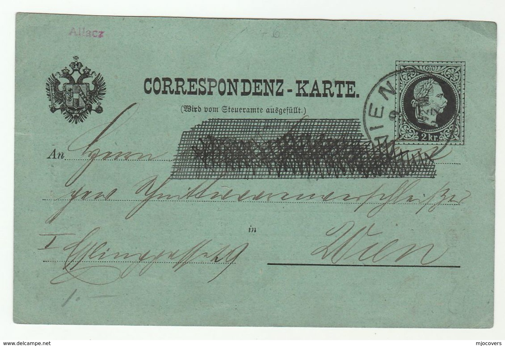 1887 Vienna TAX OFFICE RECEIPT  Postal STATIONERY CARD Austria Stamps Cover - Covers & Documents