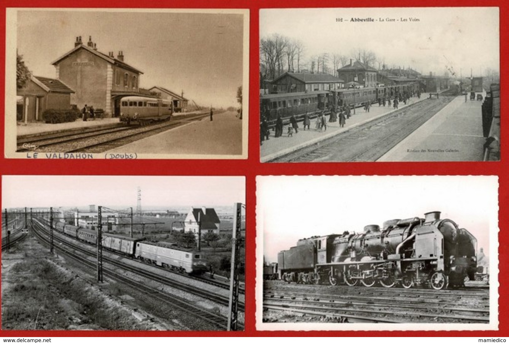 40 CP Gares Abbeville+LE VALDAHON+ Train + Loco +2 Fantaisies +1Folklore+Diverses CP Animées Ou Non+ Lot N°54 - 5 - 99 Postcards