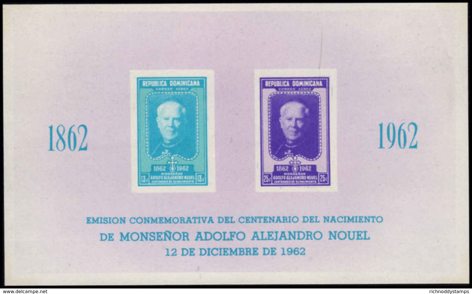Dominican Republic 1962 Archbishop Nouel Souvenir Sheet Unmounted Mint. - Dominican Republic