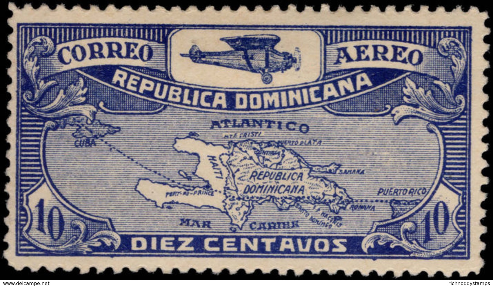 Dominican Republic 1928 Air Mail Routes Fine Lightly Mounted Mint. - Dominican Republic