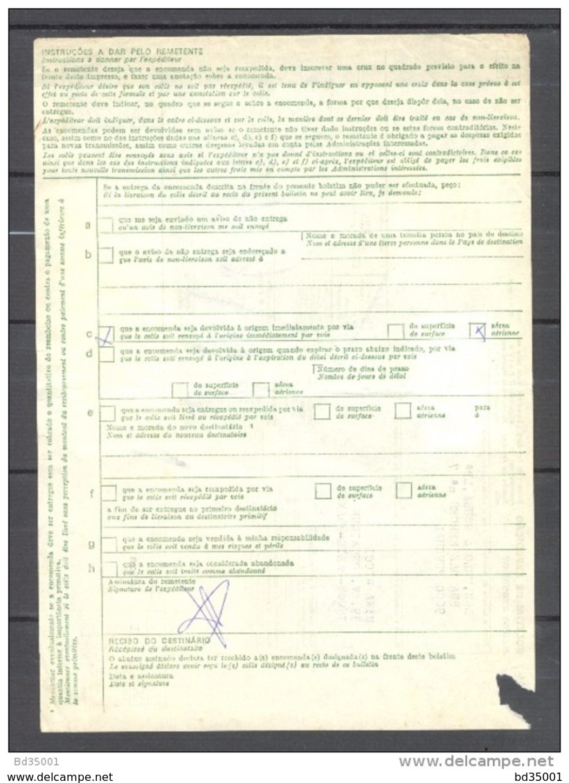 Bulletin D'Expédition - Portugal - Funchal Vers Paris - 04/11/1981 - Timbre De Madère / Madeira - Briefe U. Dokumente