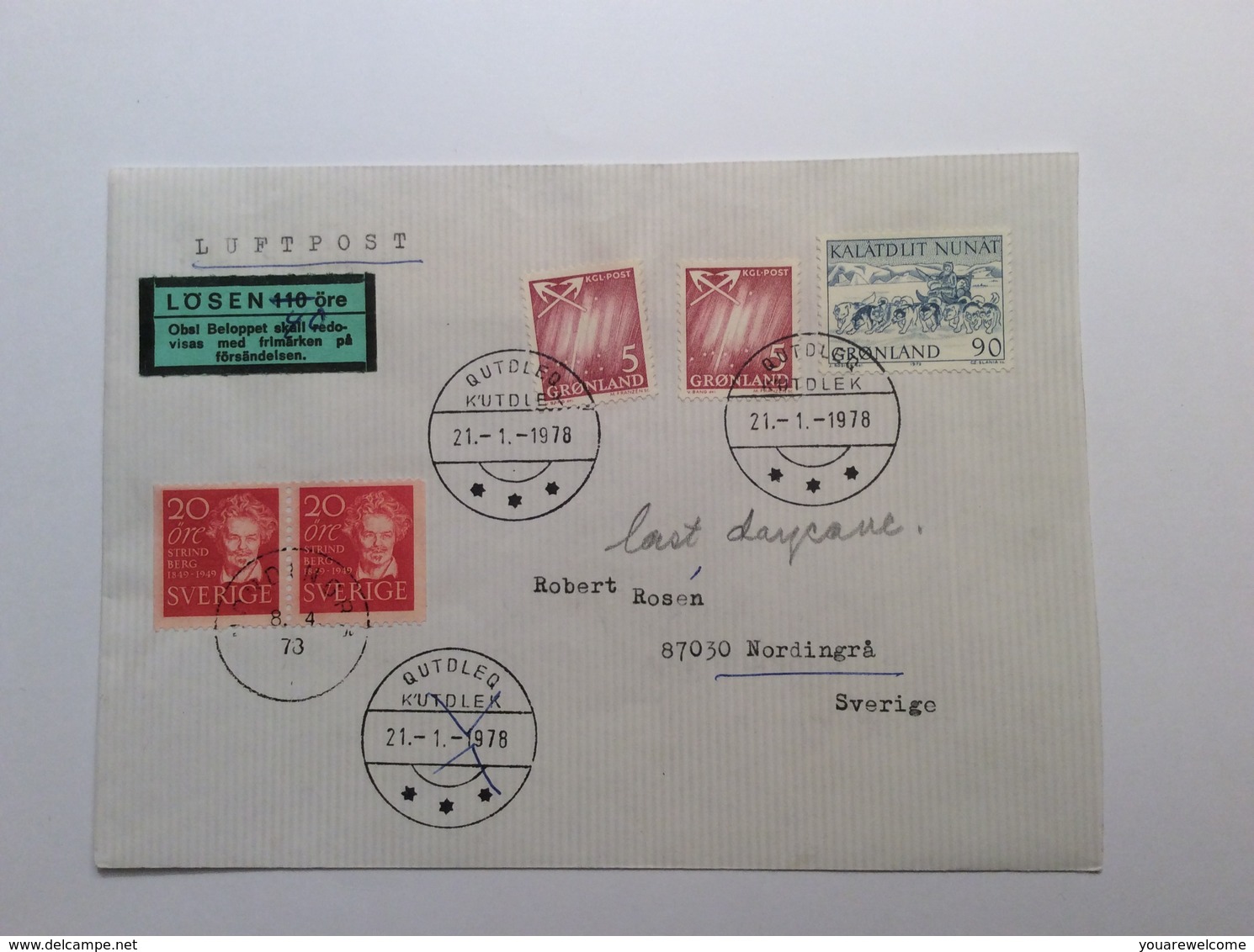 Greenland 1978-79 Four RARE POSTAGE DUE Cover (Grönland Brief Lettre Timbre Taxe Denmark - Postmarks