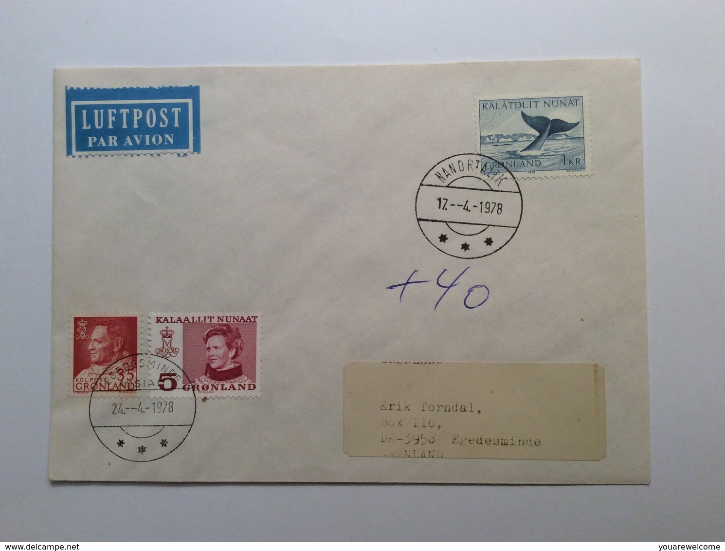 Greenland 1978-79 Four RARE POSTAGE DUE Cover (Grönland Brief Lettre Timbre Taxe Denmark - Marcofilia