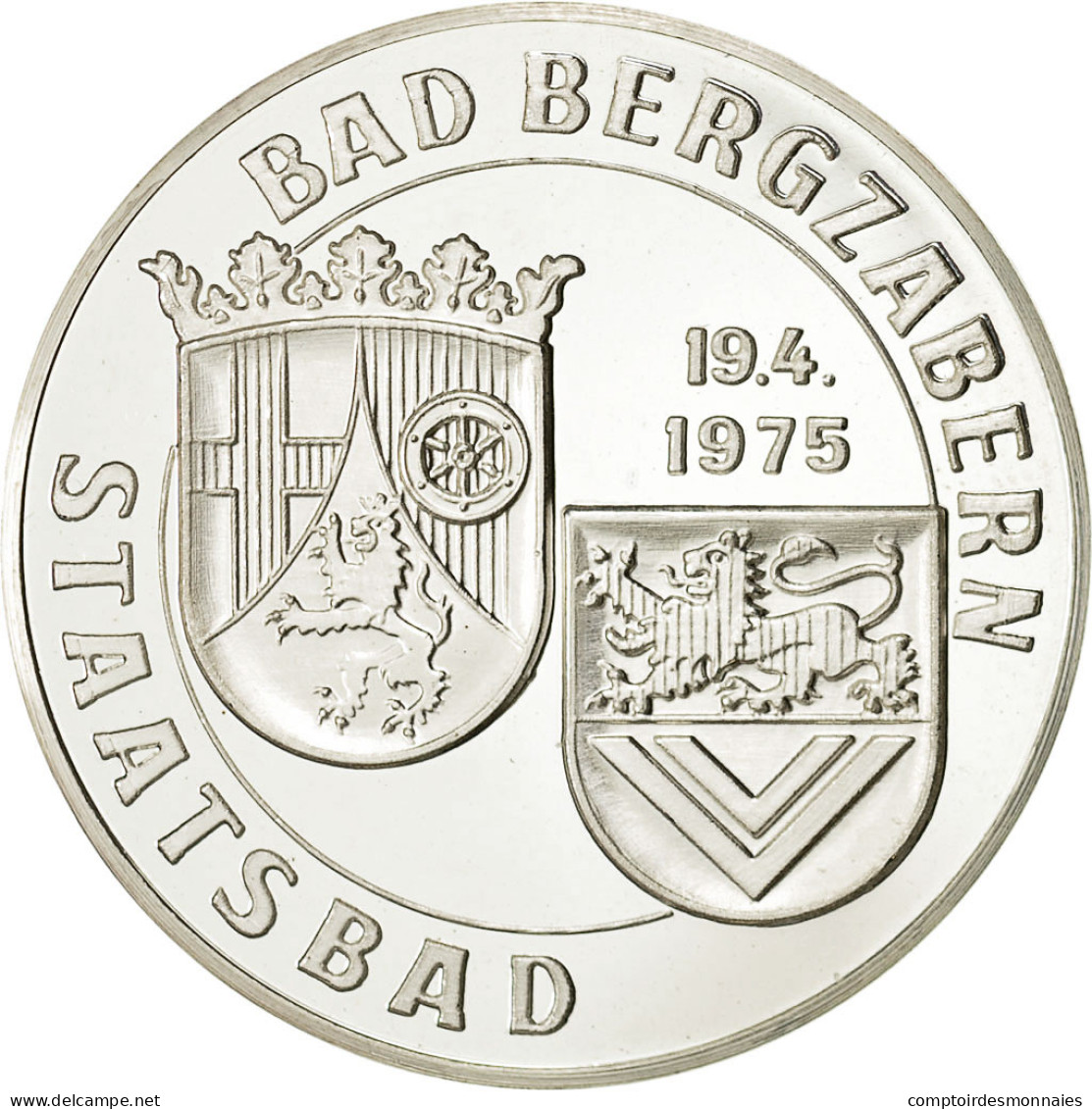 Allemagne, Médaille, Bad Bergzabern, 100 Jahre Kurort, 1975, SPL, Argent - Autres & Non Classés