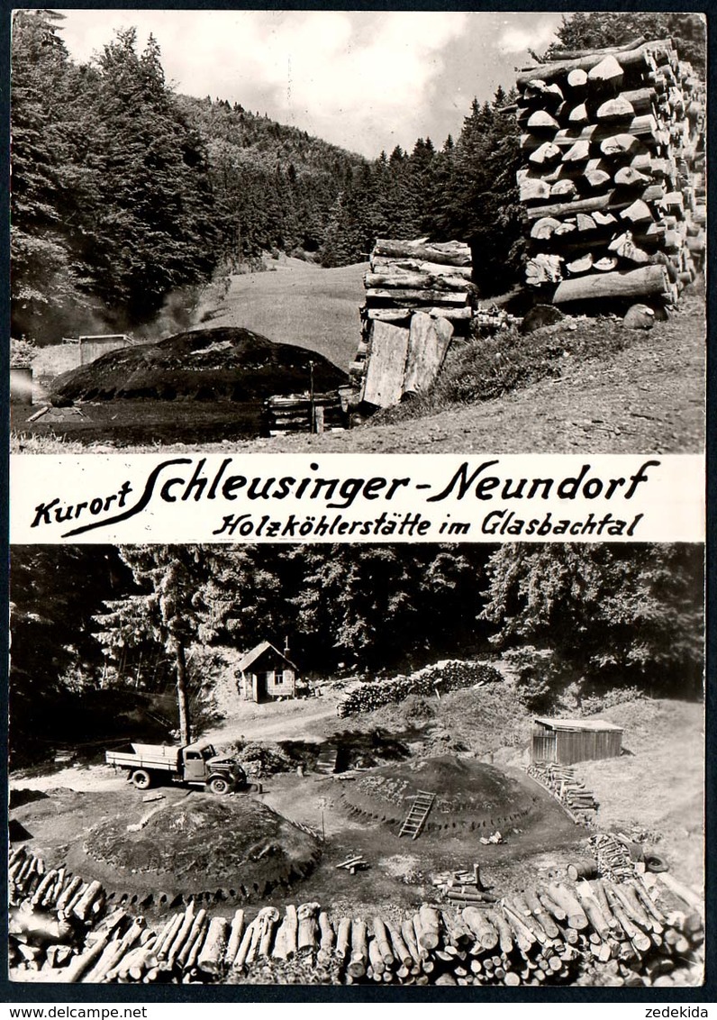 B4857 - Köhlerei Köhler Meiler Kohlemeiler Holzkohlemeiler- Schleusingerneundorf - Handabzug - Foto Kupfer Schmiedefeld - Hildburghausen
